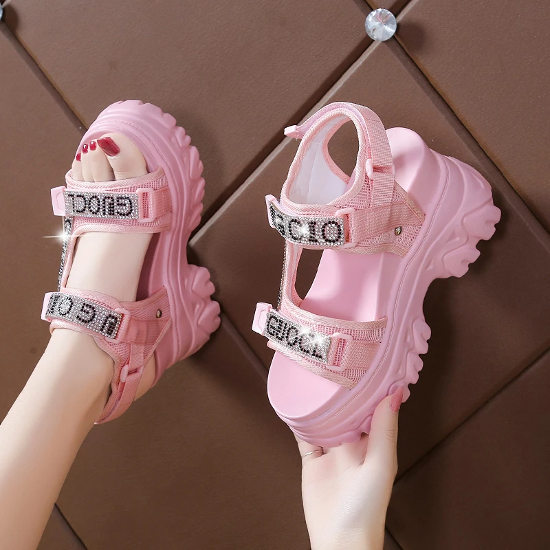 Elegant Female Shoes NEW Summer Luxury Women Sandals Thick Sole Cake Shoes With Elevated Slope Heels Roman Shoes Woman Sneakers image 2