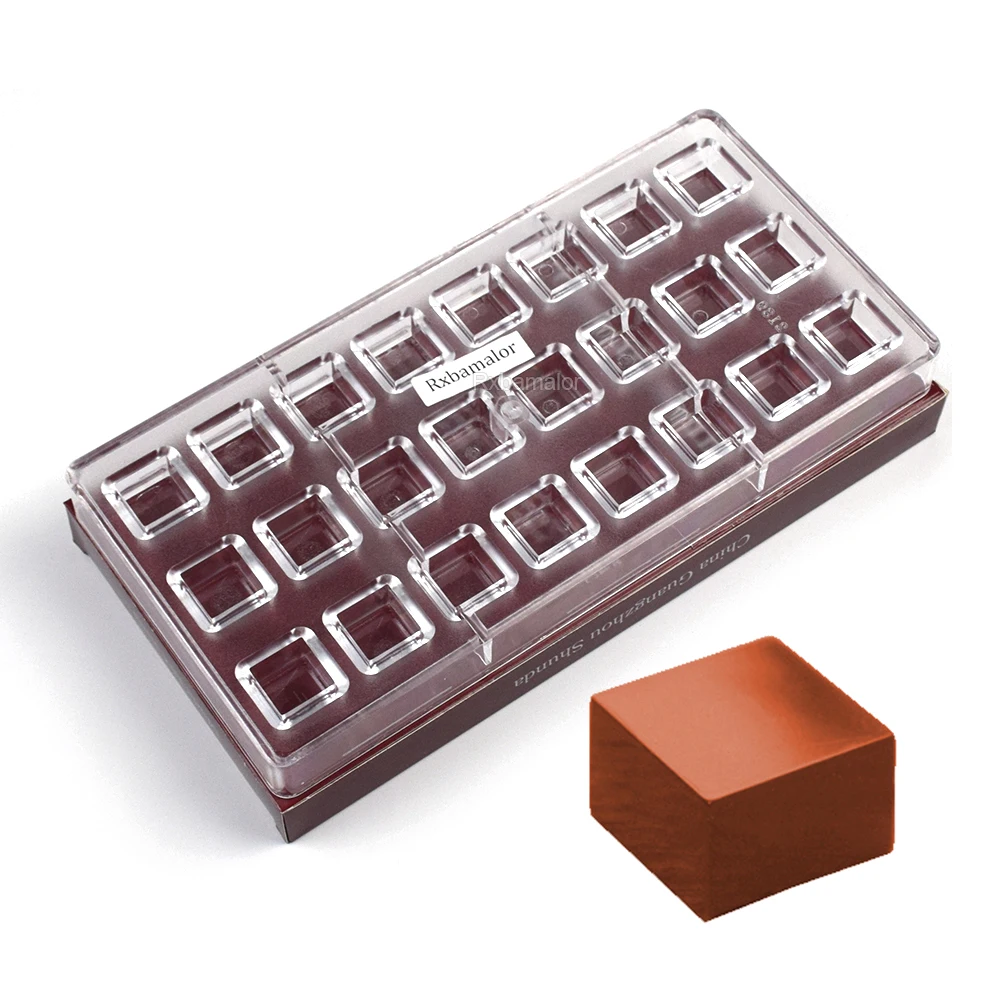 Polycarbonate Chocolate Mold Professional Cube Shape for Candy Bonbons 24 Cavity 5g/Pieces Confectionery Baking Pastry Tools