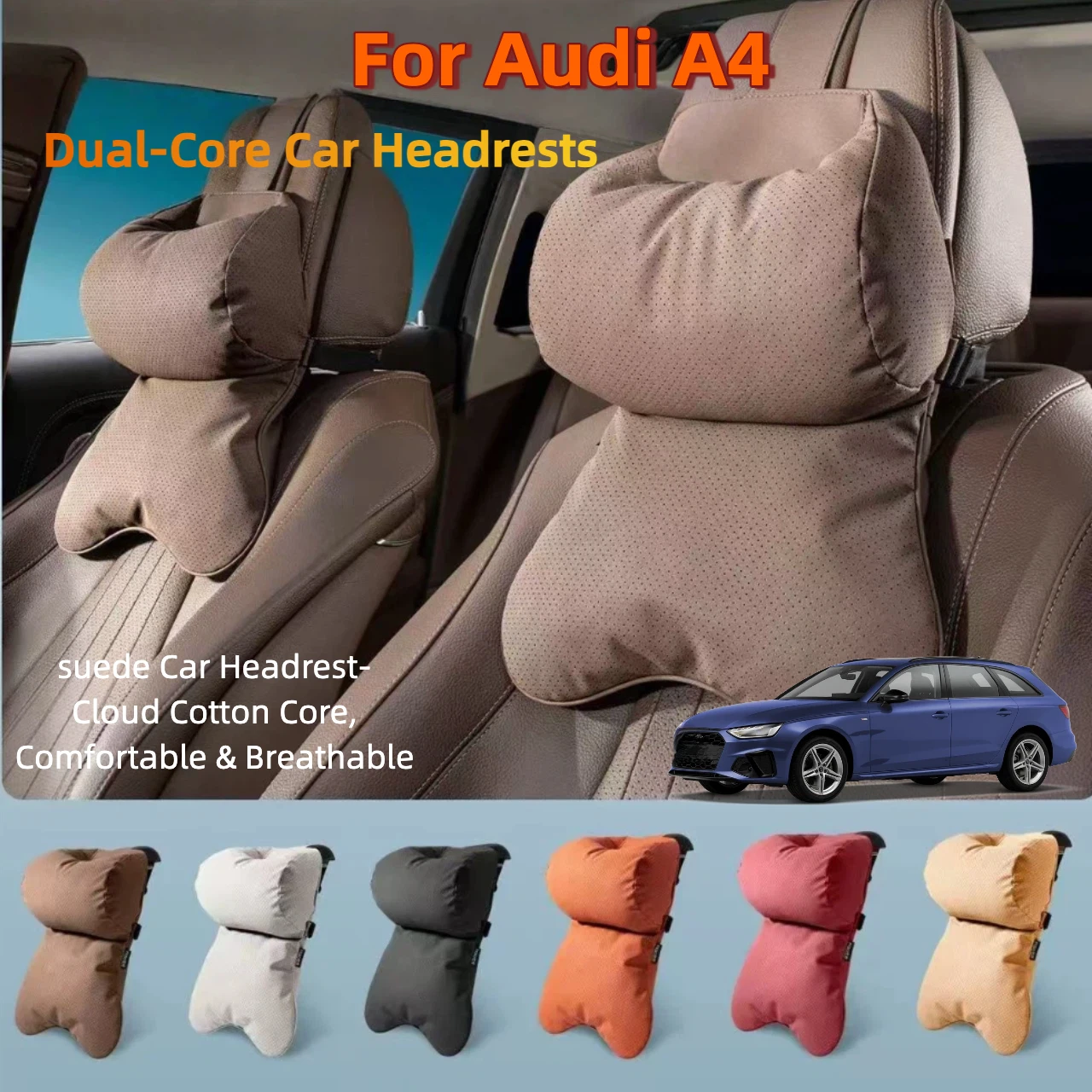Dual-Layer Breathable Car Headrest For  Audi A4 Double Layer Neck Shoulder Support 4 Seasons Univers