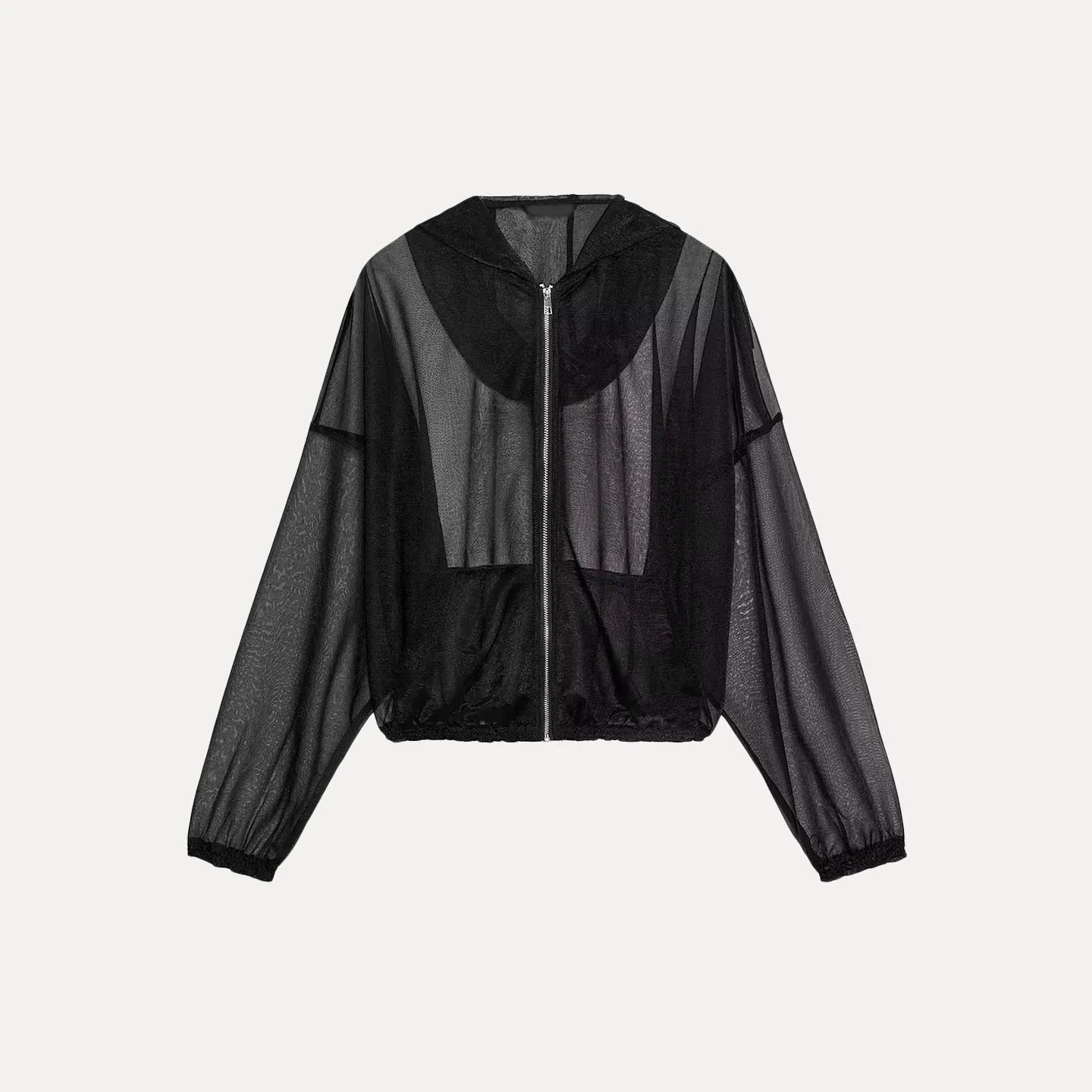 

Z Women's Faion Simple Transparent Hooded Jaet Coat Long Sve Zipper Closure Ladies Outerwear Autumn 2025 New Arrival