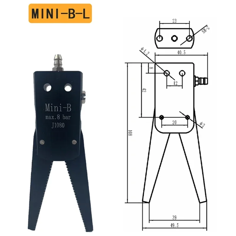 Dispositivo pneumatico MINI pinza Estensione filettatura non standard Copertura antiscivolo Manipolatore per stampaggio ad iniezione