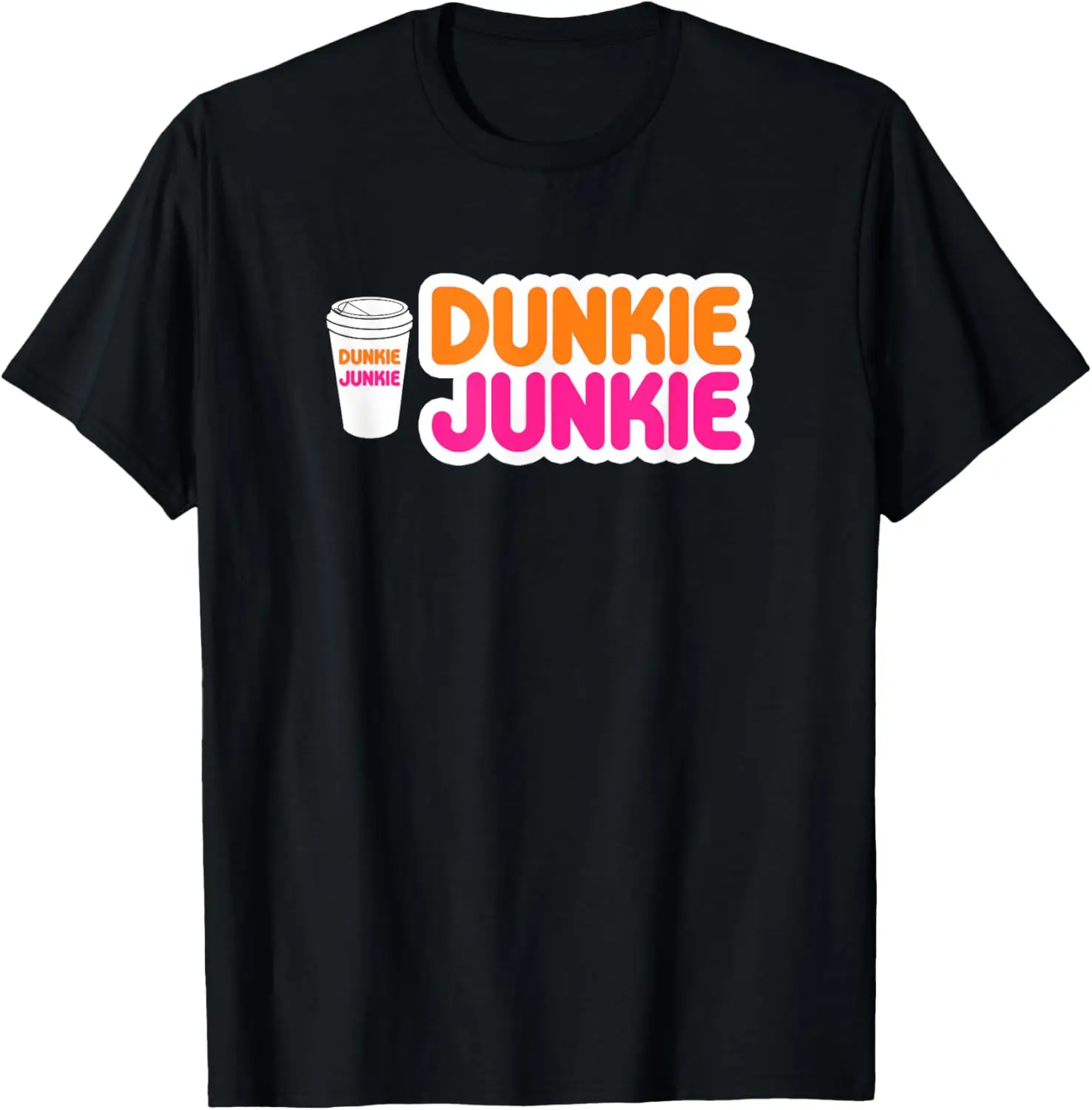 Dunkie Junkie Love Funny Coffee Saying T-Shirt 100% Cotton Trendy Y2K Short-Sleeve Tee – Soft, Quick-Drying, & Moisture-Wicking;