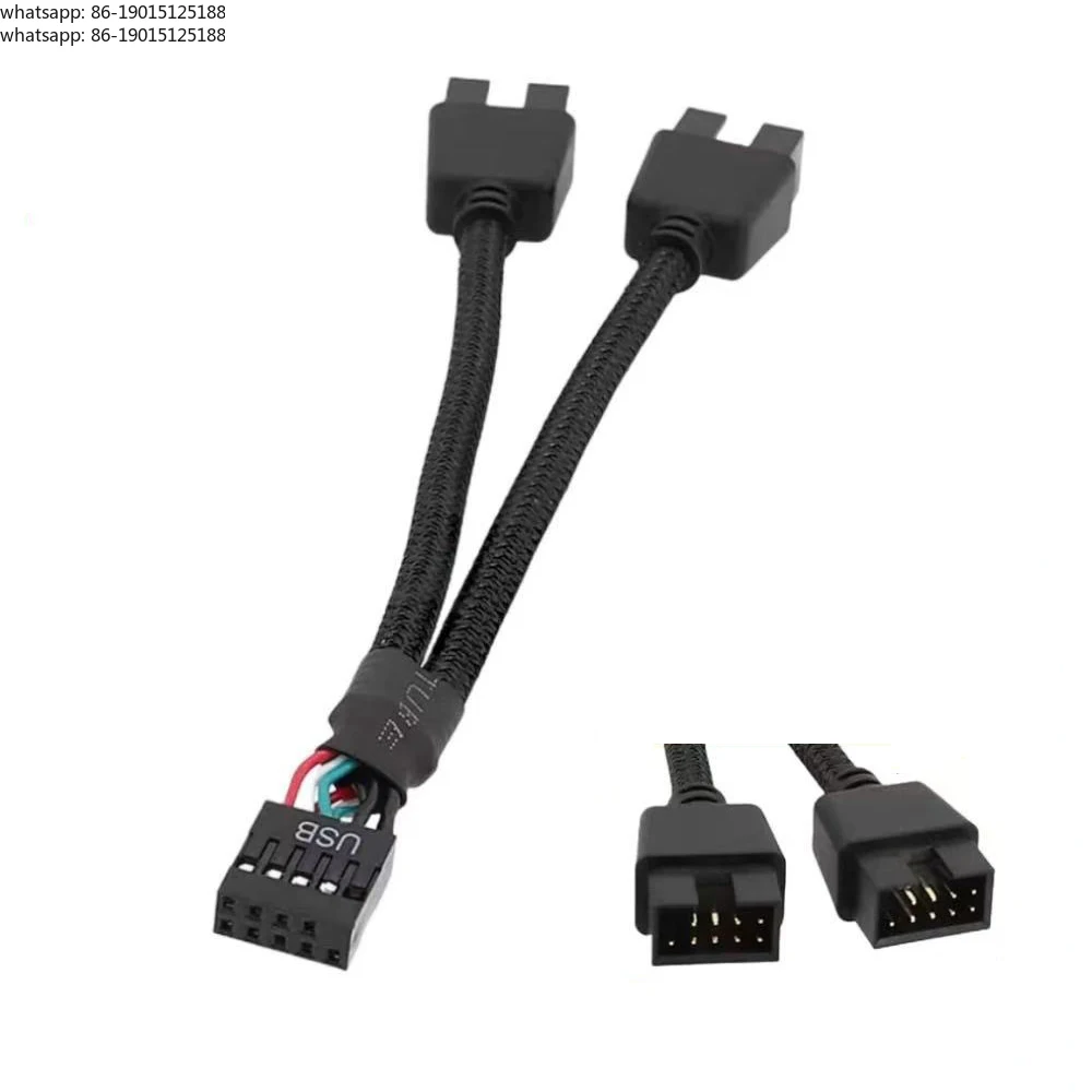 USB 9Pin to Dual 9Pin Cable Splitter Computer PC Case Motherboard 1 In 2 Out Data Transfer Braided Shield Wire HUB Extend Line