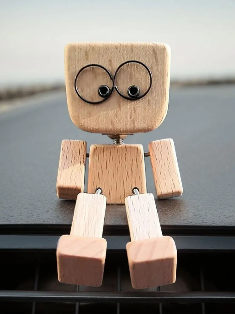 Petite figurine en bois oscillante, résistante à l'usure, ornement de tableau de bord de voiture, sortie d'air polyvalente, ornements de parfum, diffuseur en bois massif