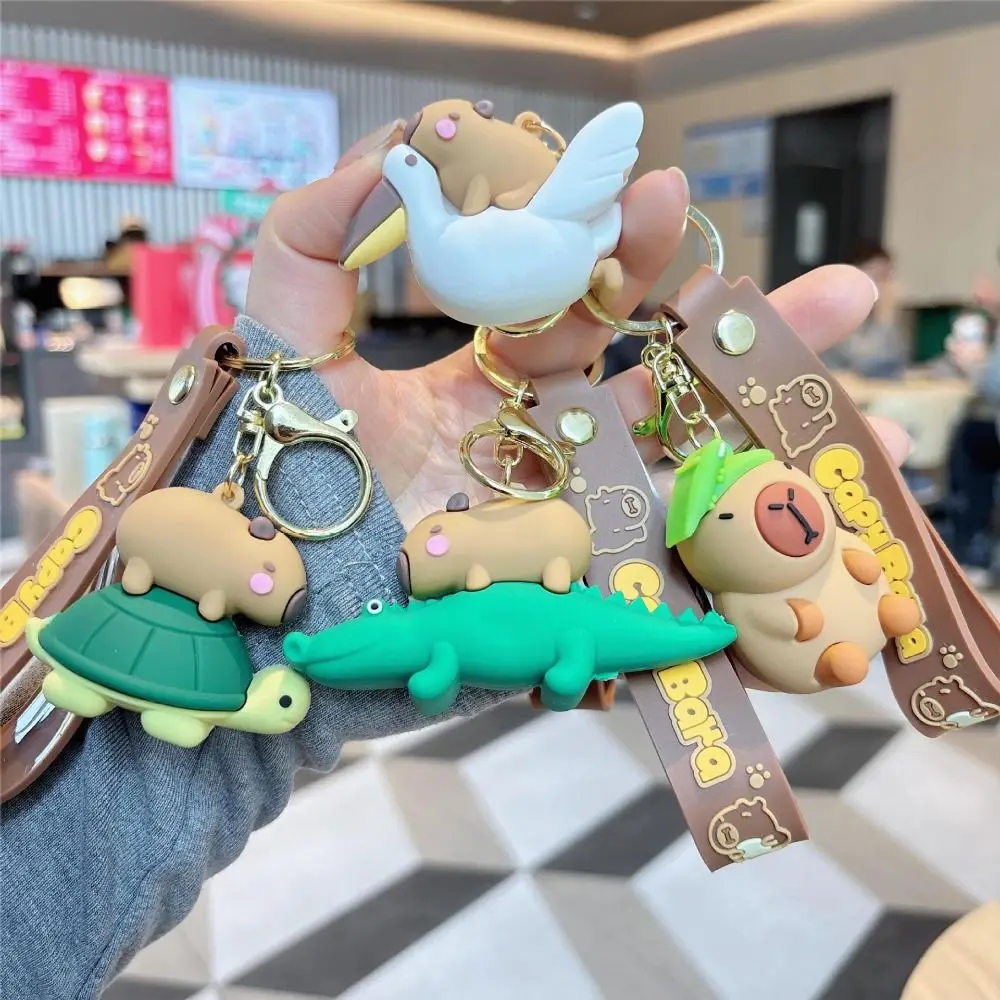 لطيف الكرتون كابيبارا مفتاح سلسلة PVC مكدسة حتى حقيبة قلادة هدية الحيوانات حقيبة المفاتيح