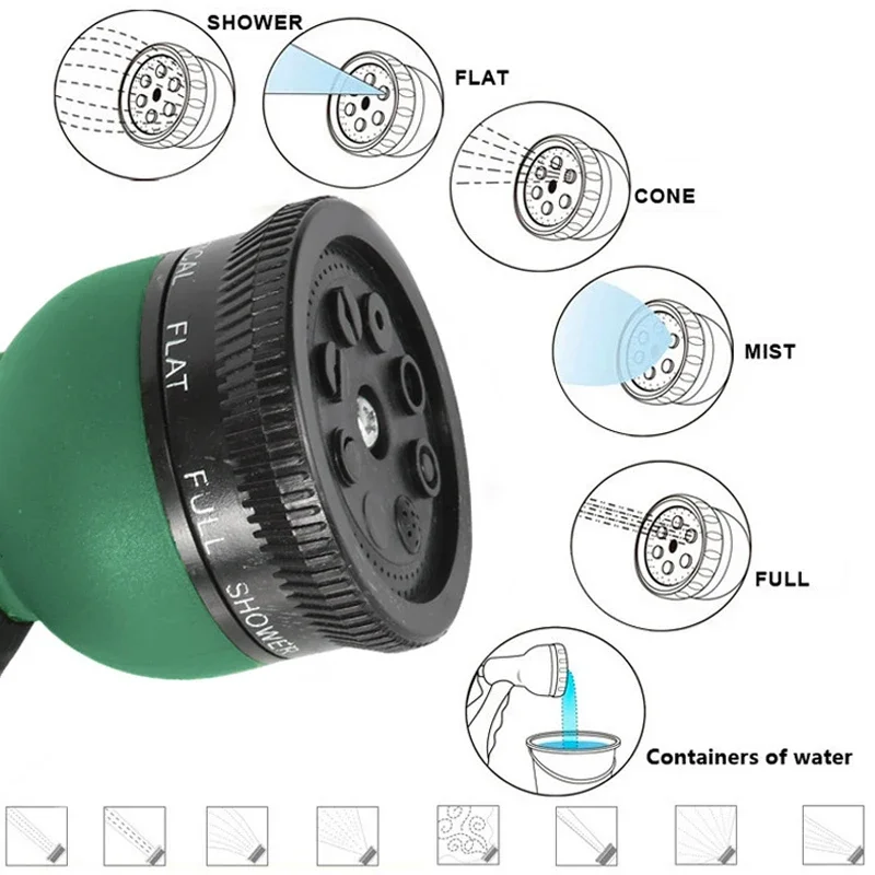 가정용 세차 물총 헤드용 고압 물 스프레이 건, 8 패턴 내구성 조절 호스 노즐, 정원 물총