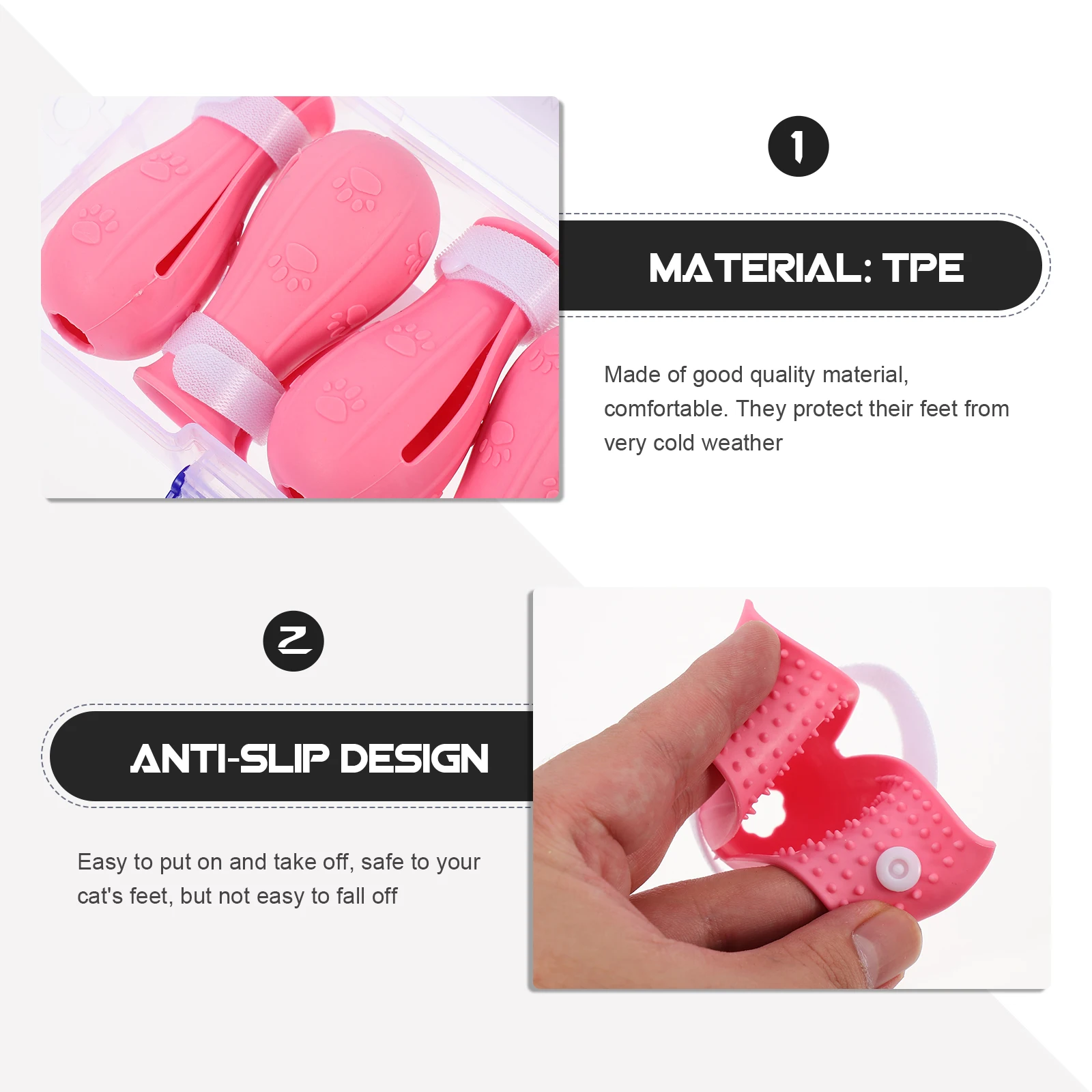

4pcs Cat Shoes Adjustable Warm Waterproof Pet Foot Covers For Cold Weather Easy On Off Comfortable For Kitten Cats Small Large