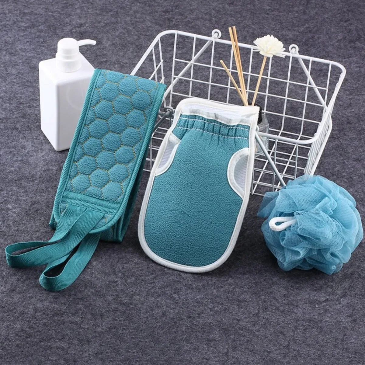 Bath Towel Gloves Bath Flower 3pcs/Set Thickened Stain Removal Combo Set Household Long Strip Back Rubbing Pembersihan Towel