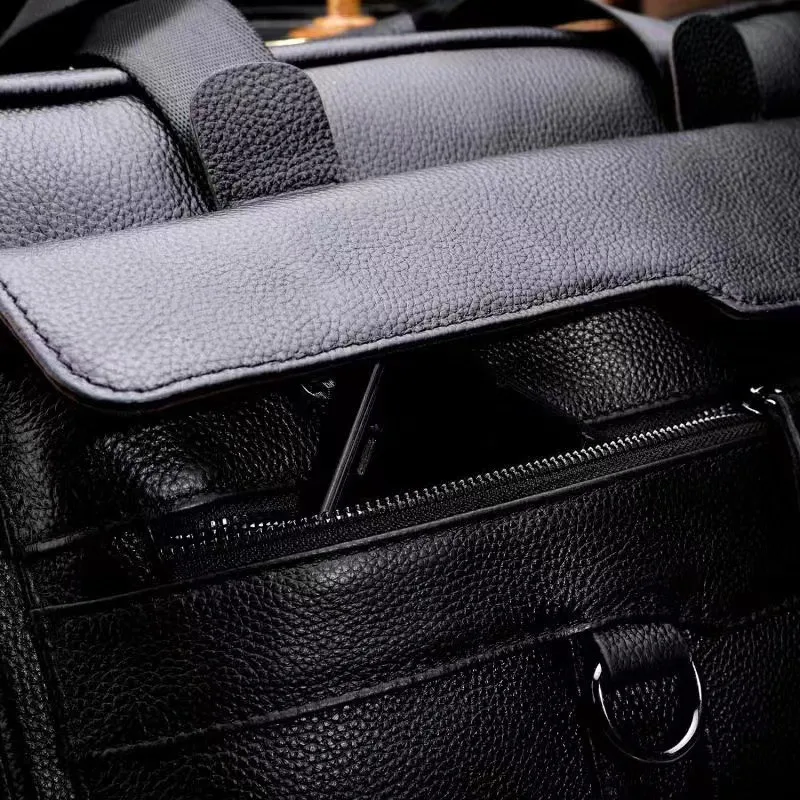 Luggage Man Business Briefcase Travel Bag First Layer Cowhide Genuine Leather Laptop Computer Handbag PC Inclined Shoulder Pack