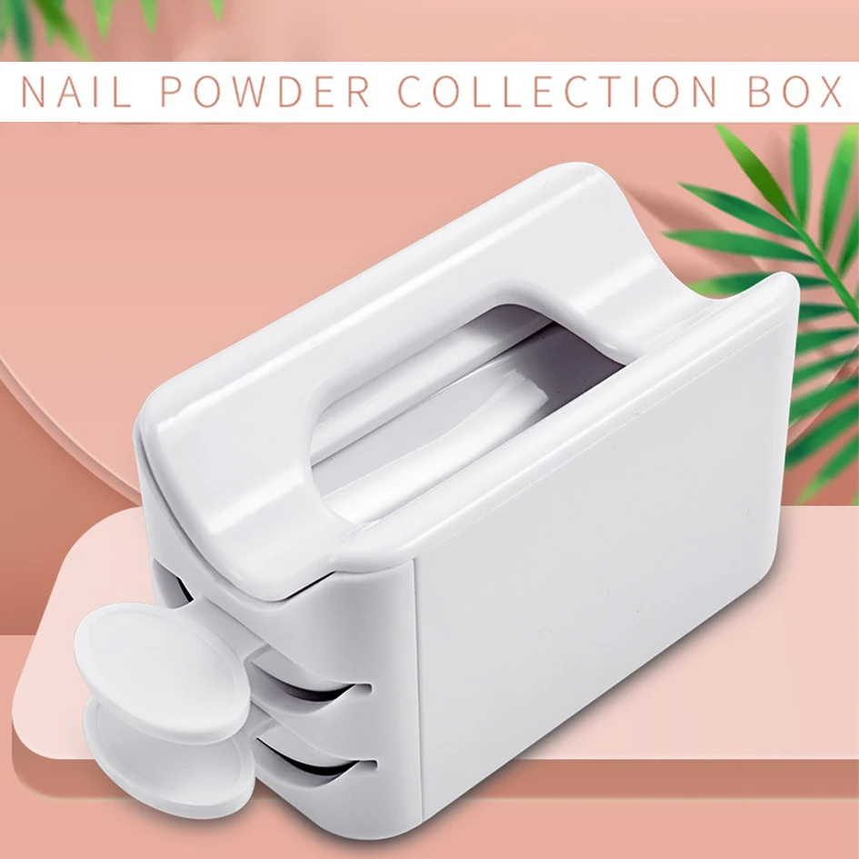 1pc Nail Glitter Powder Recycling Container Organizer Two Layers Nail Storage Box Portable Manicure Tool Plastic Tray Nail Art