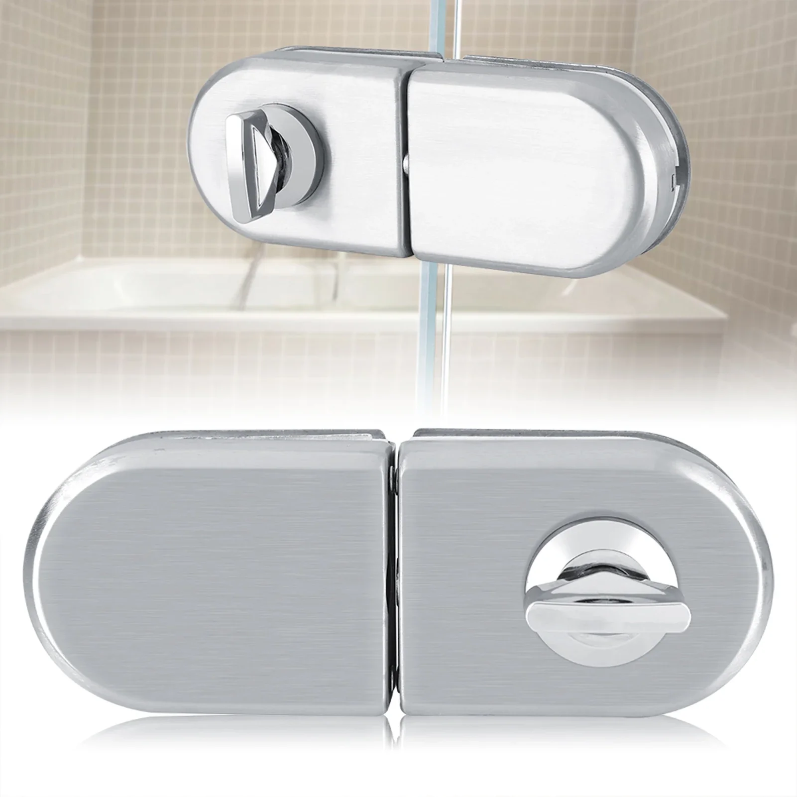 

Glass Door Lock Bathroom Lock Stainless Steel Brushed Single Side Rotary Knob For Frameless Glass Door 10-12mm
