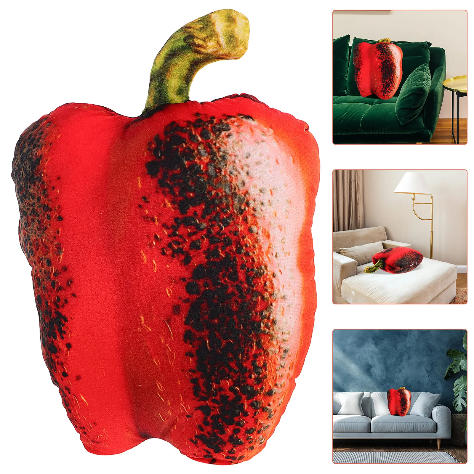 

Realistic Grilled Red Pepper Shaped Pillow Soft Hugging Cushion for Home Office Car Decor Novelty Food Inspired Throw Pillow