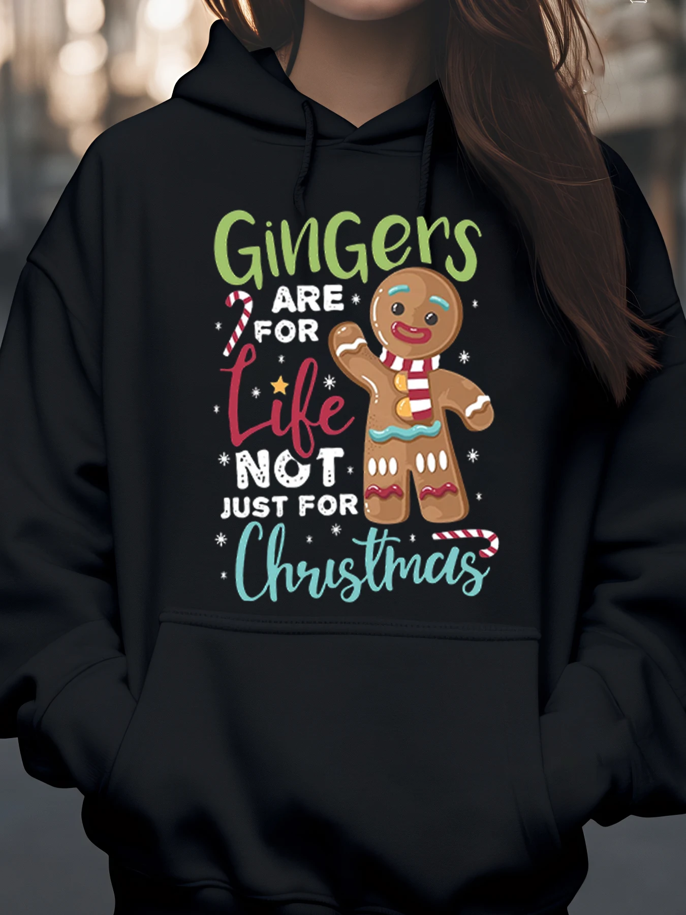 

Пряничный человечек с принтом Рыжится на всю жизнь не только для рождественской толстовки с капюшоном Праздничная одежда для женщин и мужчин