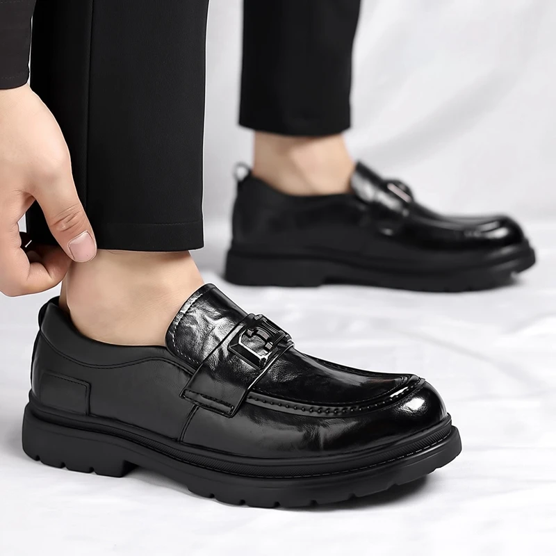 

Leather Men's Shoes Thick Soled Men's Loafers Simple and Atmospheric Men's Business Casual Shoes