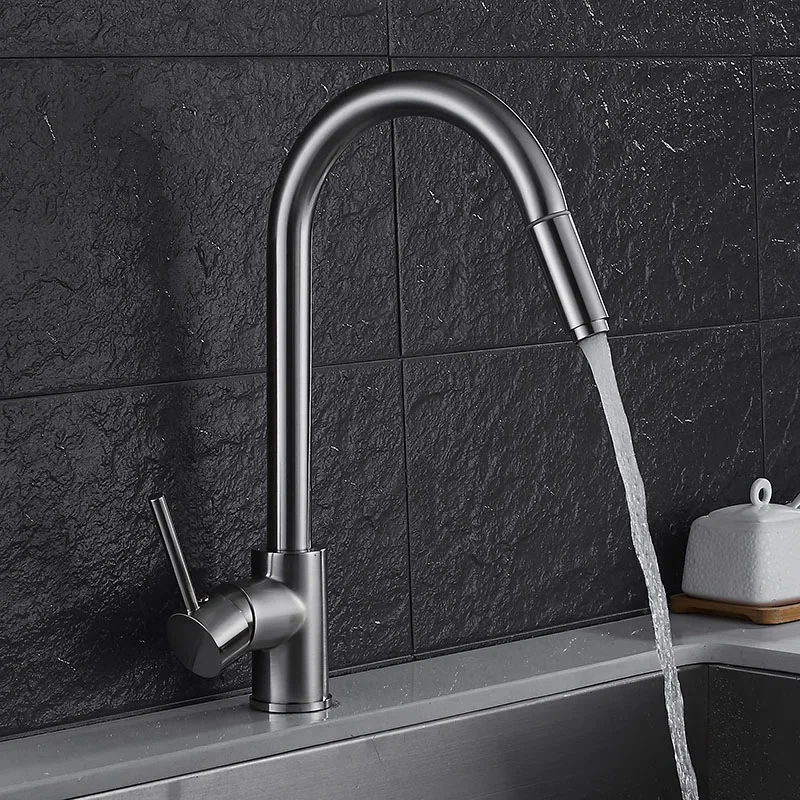 

kitchen Brass Brushed Nickel basin Pull Out Faucet Hot and Cold Mixer Tap Spout Rotatable Faucet Sink Tap Crane Mixer