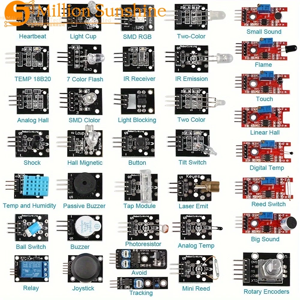 37 Sensors Assortment 37 Sensors Kit Sensor Starter for Arduino Raspberry pi Sensor 37 in 1 for Arduino Raspberry pi