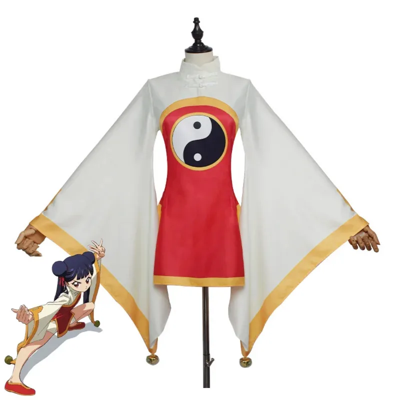 

Аниме Cardcaptor Sakura Li Meiling Косплей Костюм Card Captor Китайский Даосский Белый Платье Комплект Парик Женский Милый Костюм Хэллоуина см; 5