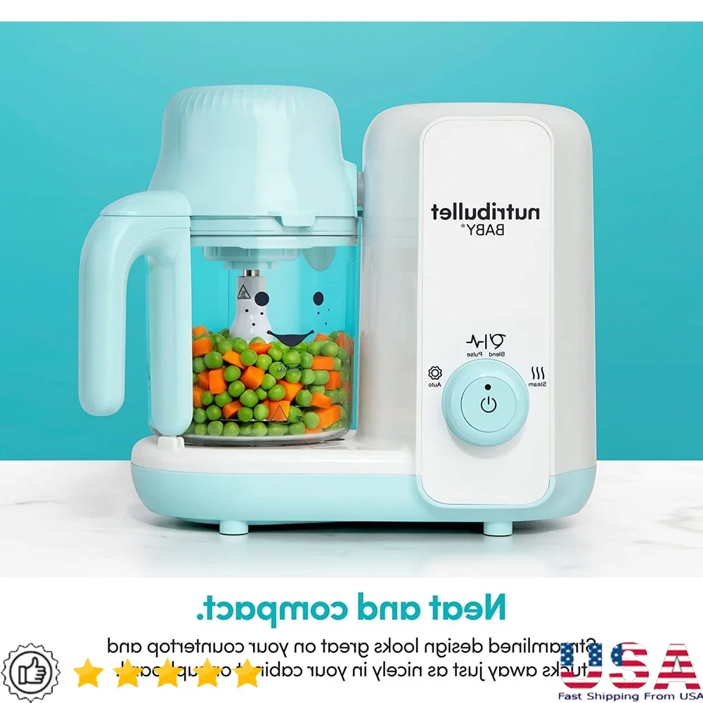 

3-Speed Baby Food Blender with Steam Function Manual Pulse Auto Blend Dishwasher Safe Parts Easy Prep Fresh Meals