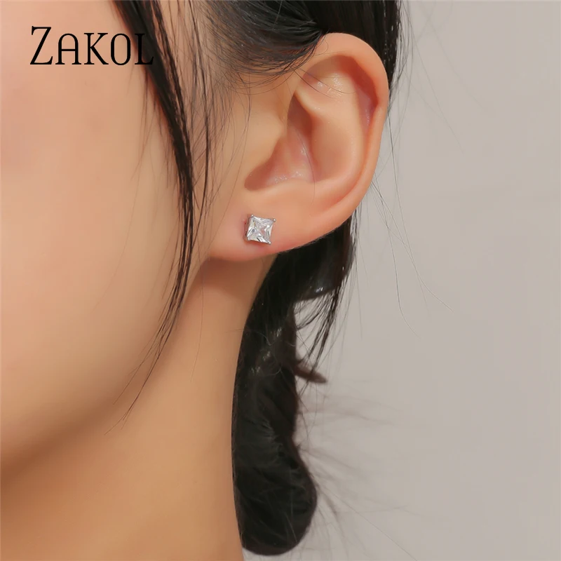 ZAKOL Fashion Water Drop Zircon Stud Earrings White Color Statement Earring for Woman Girls Jewelry Accessories Gift FSEP2546