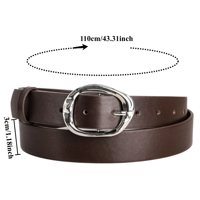 Fashionable Casual Minimalist VersatileAsymmetrical Pin-Buckle PU Wide Belt – Instagram-Style Jeans Belt for Women