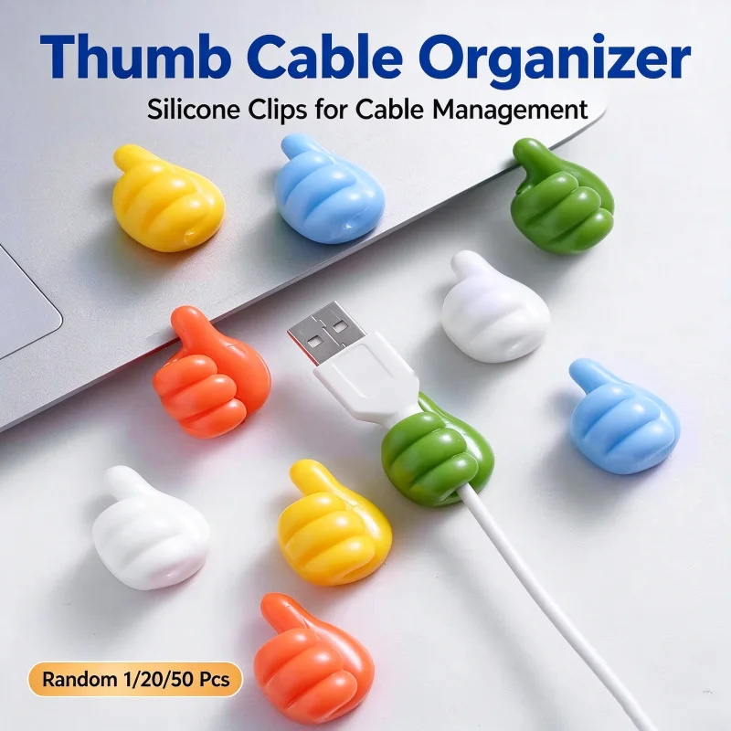 Silicone Cable Clips 50Pcs/1pc, Thumb Cable Organizer, USB Wire Holder Desktop Cord Manager for Earphone Mouse Cable
