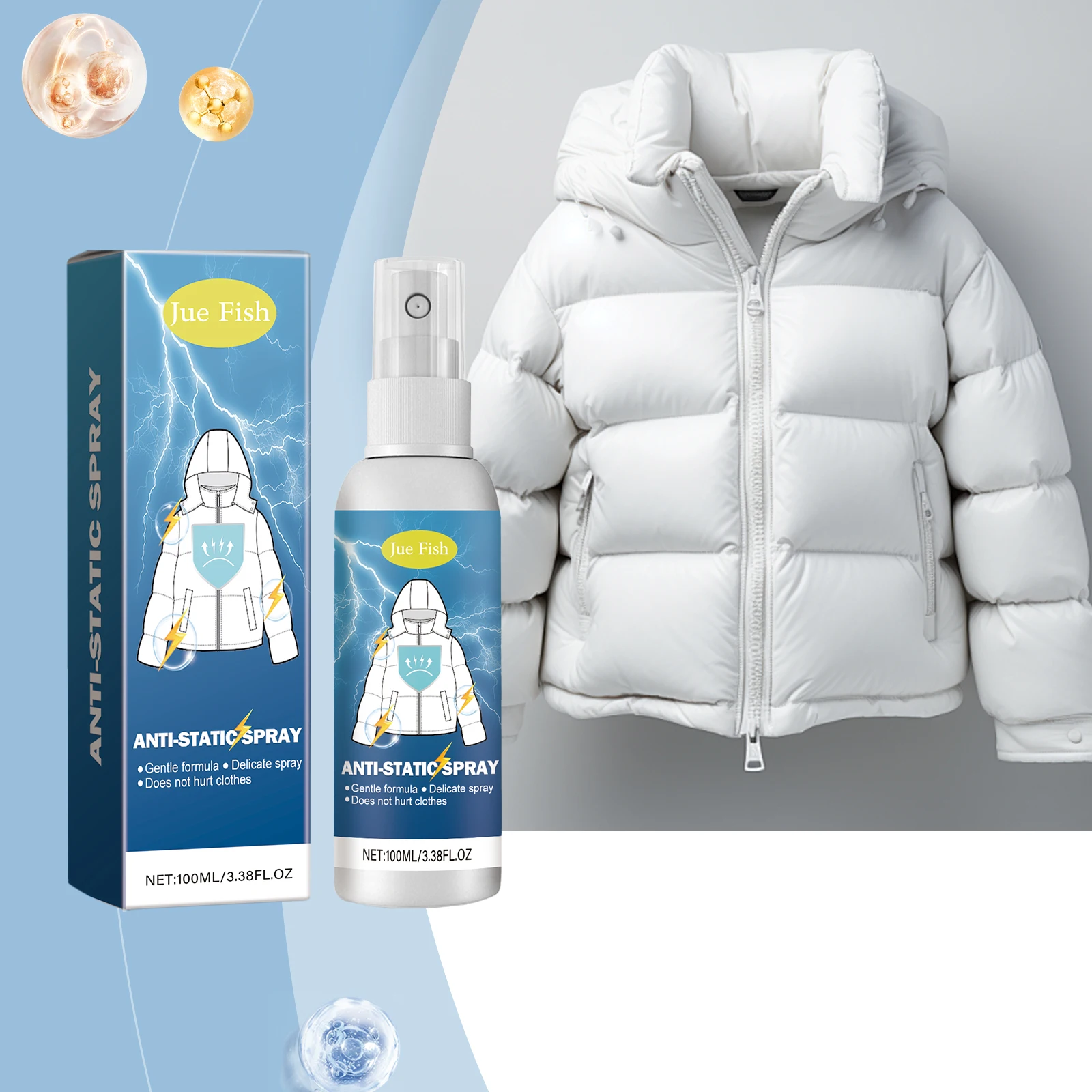 

Anti-Static Spray Quickly Eliminate Static Electricity Prevent Clothes Sticking Soften Smooth Fabric Portable Anti Wrinkle Spray