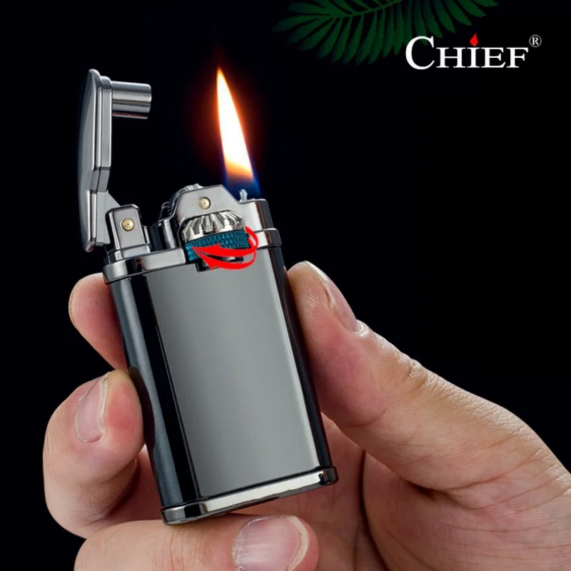 

Retro Mechanical Gear Linked Metal Windproof Lighter Creative And Personalized One Click Ignition Retro Grinding Wheel Lighter