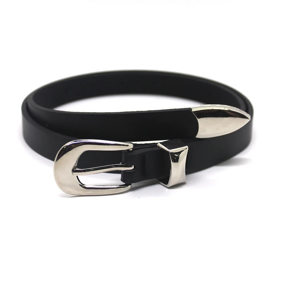 

Korean Fashion Artistic Belt Youth Silver Needle Buckle Decorative Belts For Women Leather Waistband