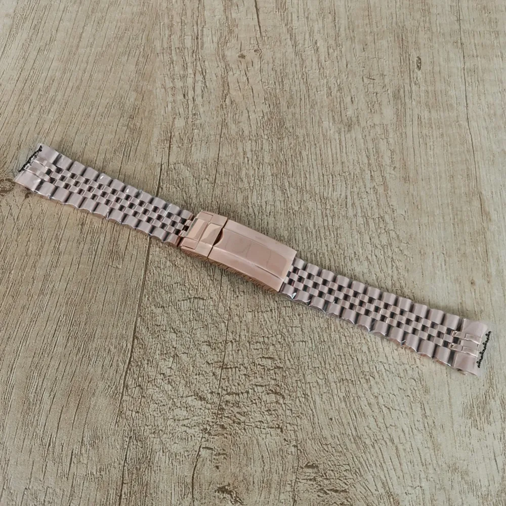 20MM  Watch Band Stainless Steel Watch Band Single Folding Buckle Solid Screw Links Watchband Strap Vintage Jubilee Bracelet