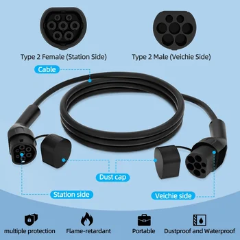 便攜式 32A 22KW 三相電動車充電線,Type 2 轉 Type 2 IEC62196-2 延長線,適用於電動車充電站 10 最佳銷售 22千瓦壁掛式電源 - №8