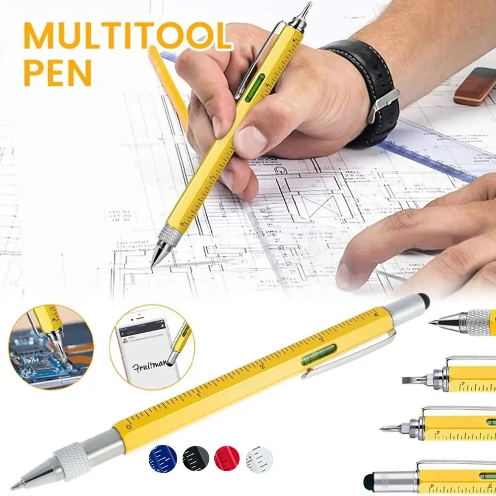 Gadgets de règle tactile à écran unique, niveau à bulle, stylo à bille multifonctionnel, stylo de calcul, stylo de travail, puzzles, stylo itif, 2 pièces