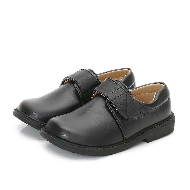 

Туфли из ПУ кожи для мальчиков, мягкая подошва, Униформа, Нескользящие, однотонные, на липучке, для школы и выступлений