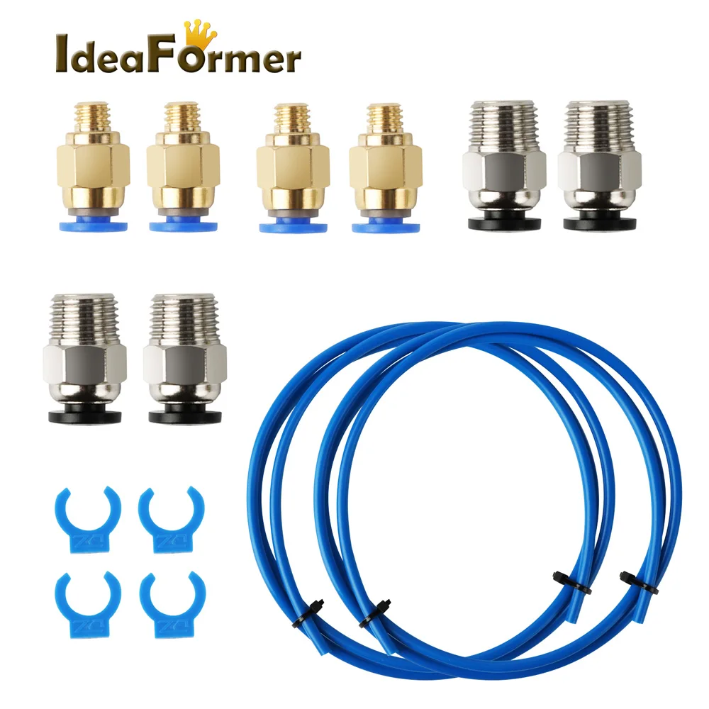Rurka Bowdena PTFE 2*4MM 1,75mm z złączkami PC4-M6 PC4-M10 złączki pneumatyczne do drukarki 3D Creality Ender 3/3 Pro, CR-10/10S