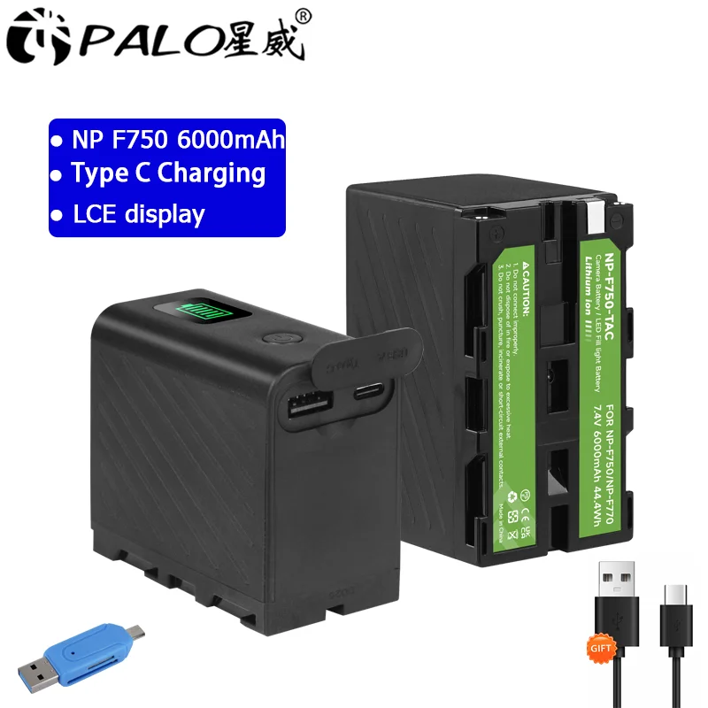 NP-F750 F770 Battery With Type-C Port For Sony np-F960 F990 F980 F550 F970 F570 F750 F770 CCCD-TR1 CCD-TR200 CCD-TR215 CCCD-TR1