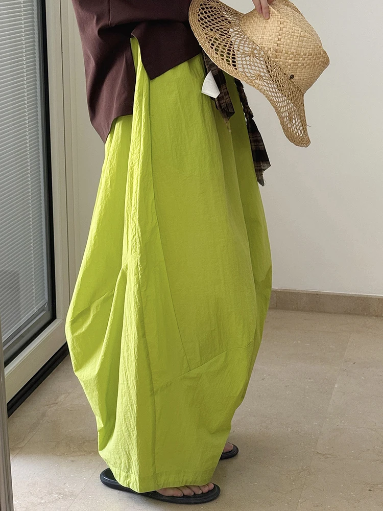 Green Big Size Shaped Long Bloomers Pants High Elastic Waist New Trousers Women Fashion Tide Spring Summer 2026
