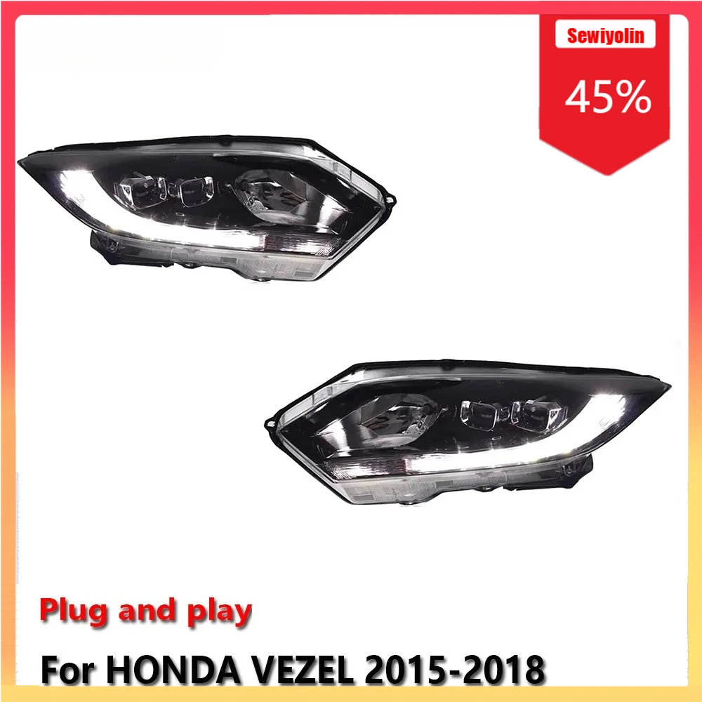 

Автомобильные светодиодные фары, автомобильные детали для HONDA VEZEL 2015-2018, противотуманные фары DRL, стоп-сигнал поворота, лампа Plug and Play