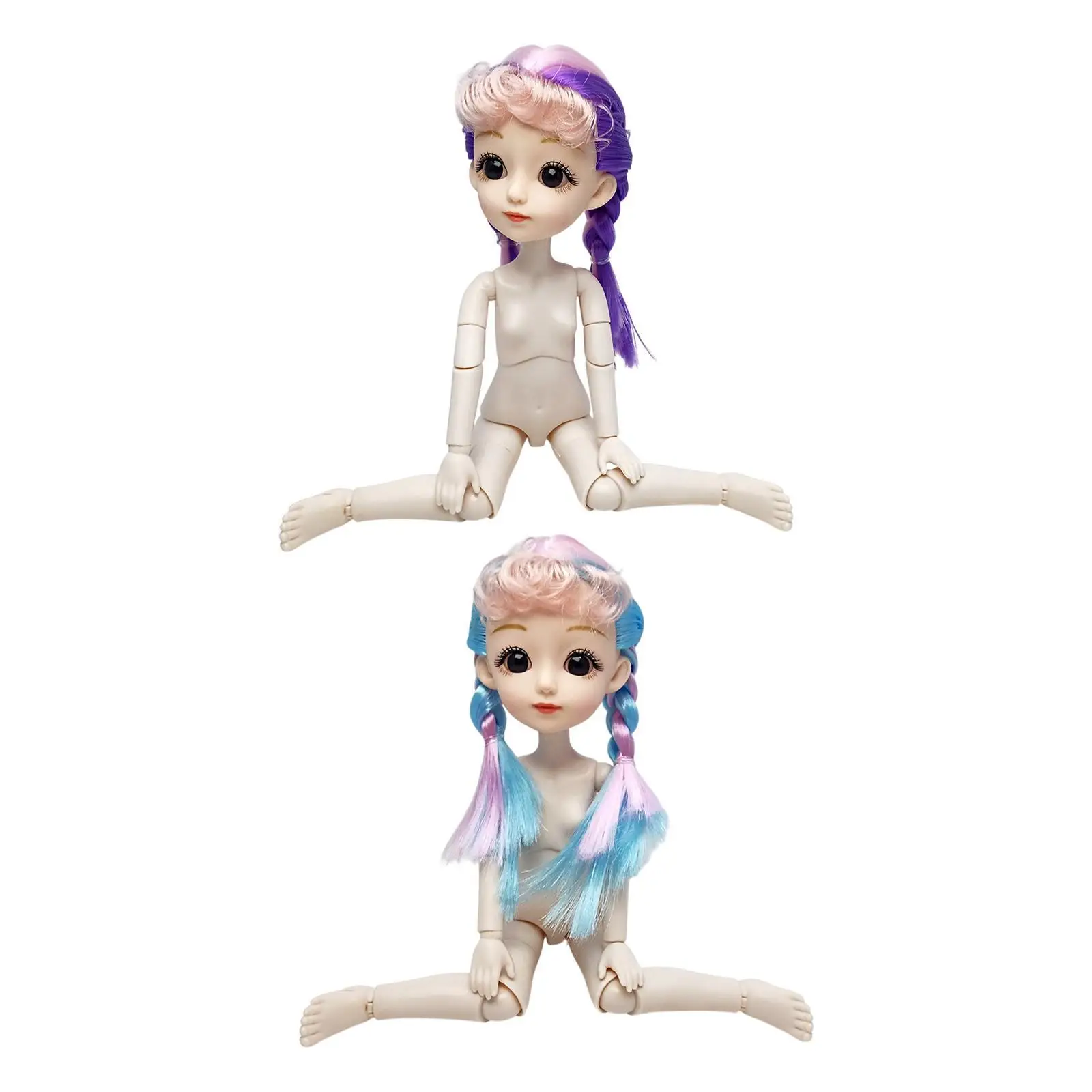 Flexible Gelenke, BJD-Puppenspielzeug, 30 cm, Vinyl, realistisch, große Augen, beweglich, nackte Mädchenpuppe, Spielset als Geburtstagsgeschenk