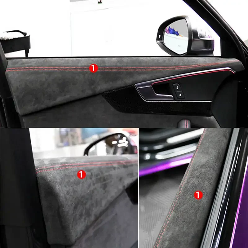 Real Alcantara Custom Car Doors Panel Upper Cover for Audi S4 RS4 2018-2020 Internal Accessories Car-styling Auto Modification