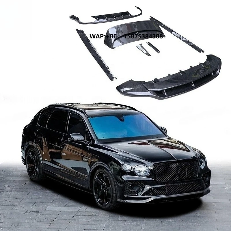 For  Bentayga Body Kit W12 Speed Dry Carbon Fiber V8S Style Front Lip Rear Diffuser Spoiler Wing Side Skirts