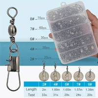 210pcs Barrel Fishing Swivel Connectors, Double Loop Secure Snap Pin Tackle, Smooth Rotation Swivels for Freshwater & Saltwater 3