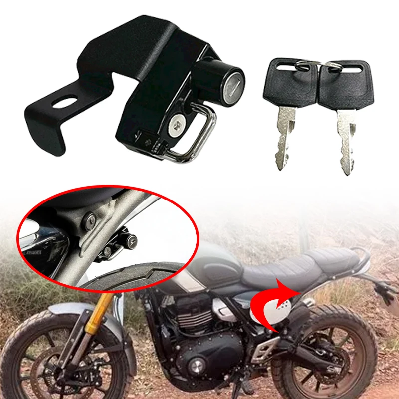 

Fit For Speed400 Scrambler400X Scrambler 400X 2024-2025 Motorcycle Helmet Lock Mount Hook with 2 Keys Side Anti-theft Security