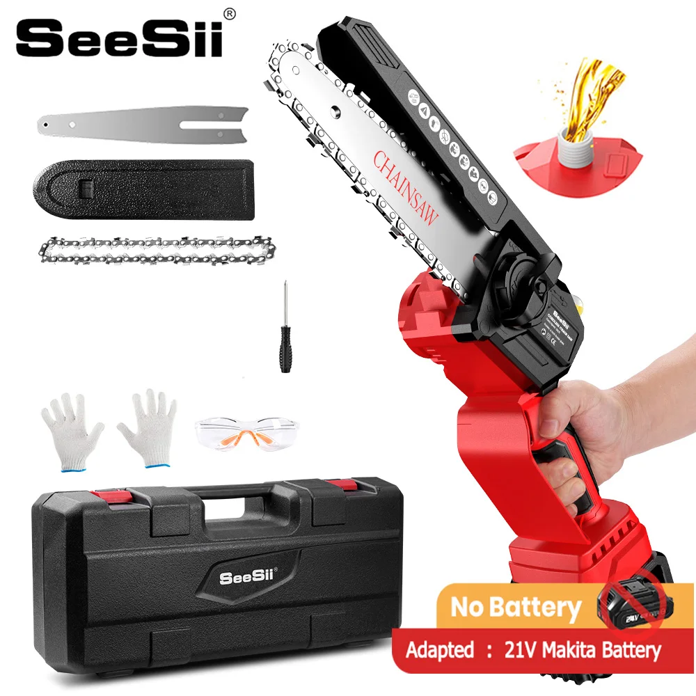 

SEESII 6 Inch Brushless Chainsaw Cordless Mini Electric Saw Without Battery Wood Cutter Pruning Garden Power Tool For Makita 18V