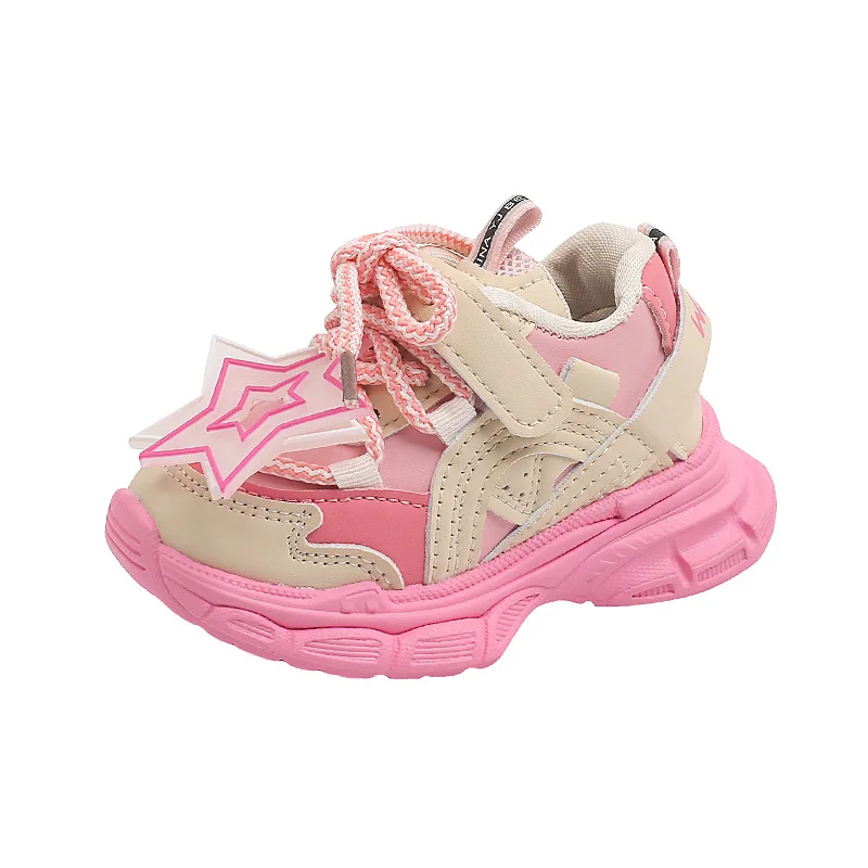 2023 New Children\'s Sneakers Girls Fashion Star Shoes Toddler Non-slip Casual Shoes Kids Breathable Sport Shoes Student Shoes