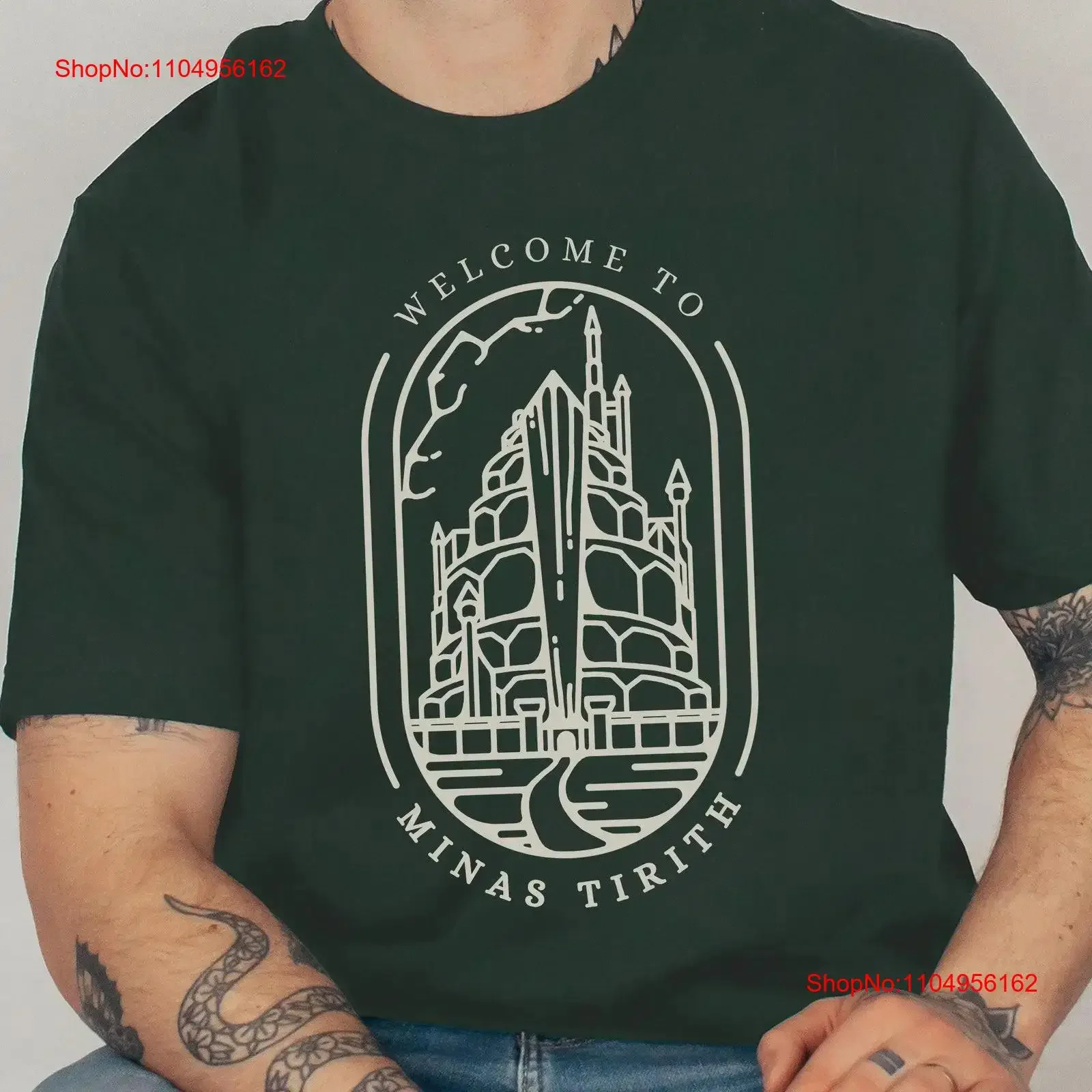 Minas Tirith Gondor camiseta amante del libro de fantasía JRR Tolkien la filmación Middle Earth Hobbitcore Geek vintage lavado estirado