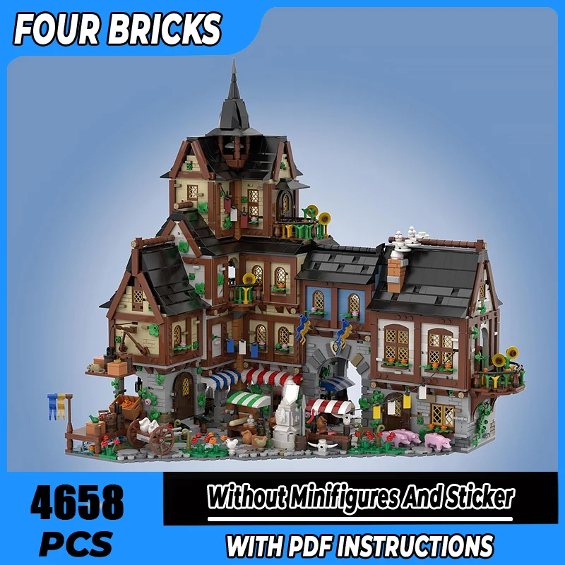 

Moc Building Blocks Medieval Town Centre Technology Modular Bricks Model Gifts Christmas Toys DIY Sets Assembly