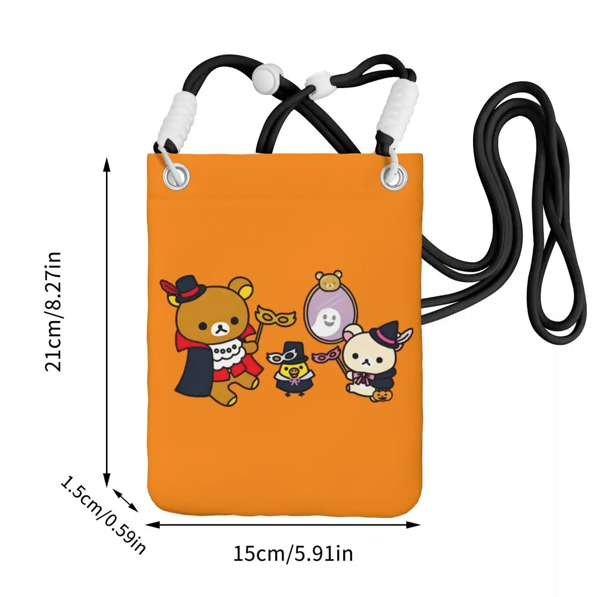 Custom Fashion Rilakkuma Mobile Phone Bag for Running Women Men Cute Small Crossbody Purse Smart Phone Wallet With Strap