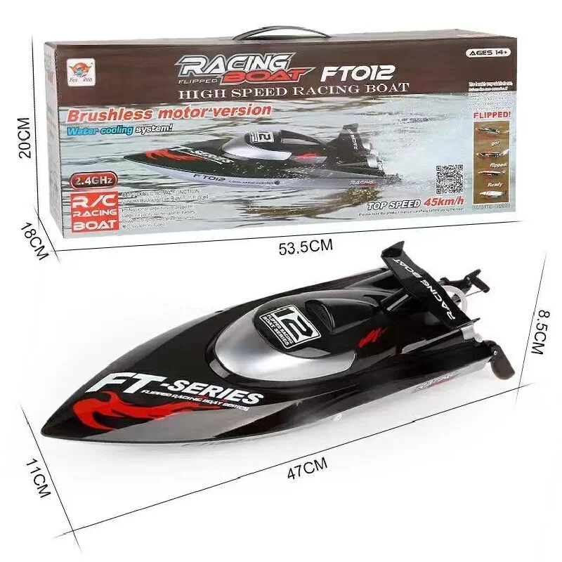 Ft011 super grande 2.4g escala completa controle remoto barco elétrico sem escova design à prova dwaterproof água competição brinquedo modelo de barco de alta velocidade