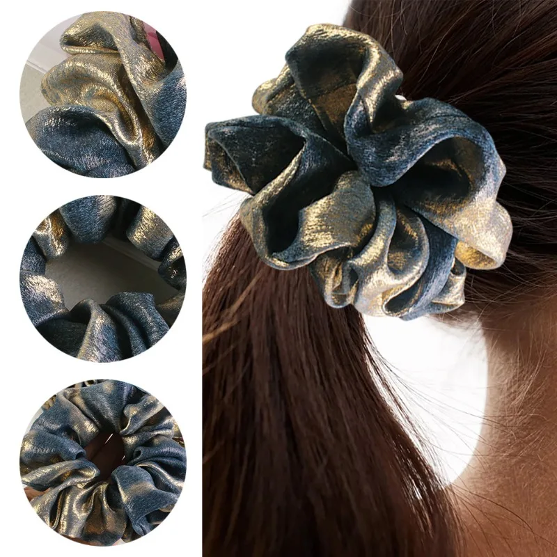 

2 шт. игривых резинок для волос с блестящими акцентами, модные глянцевые аксессуары для женщин и девочек, повседневные резинки для хвоста