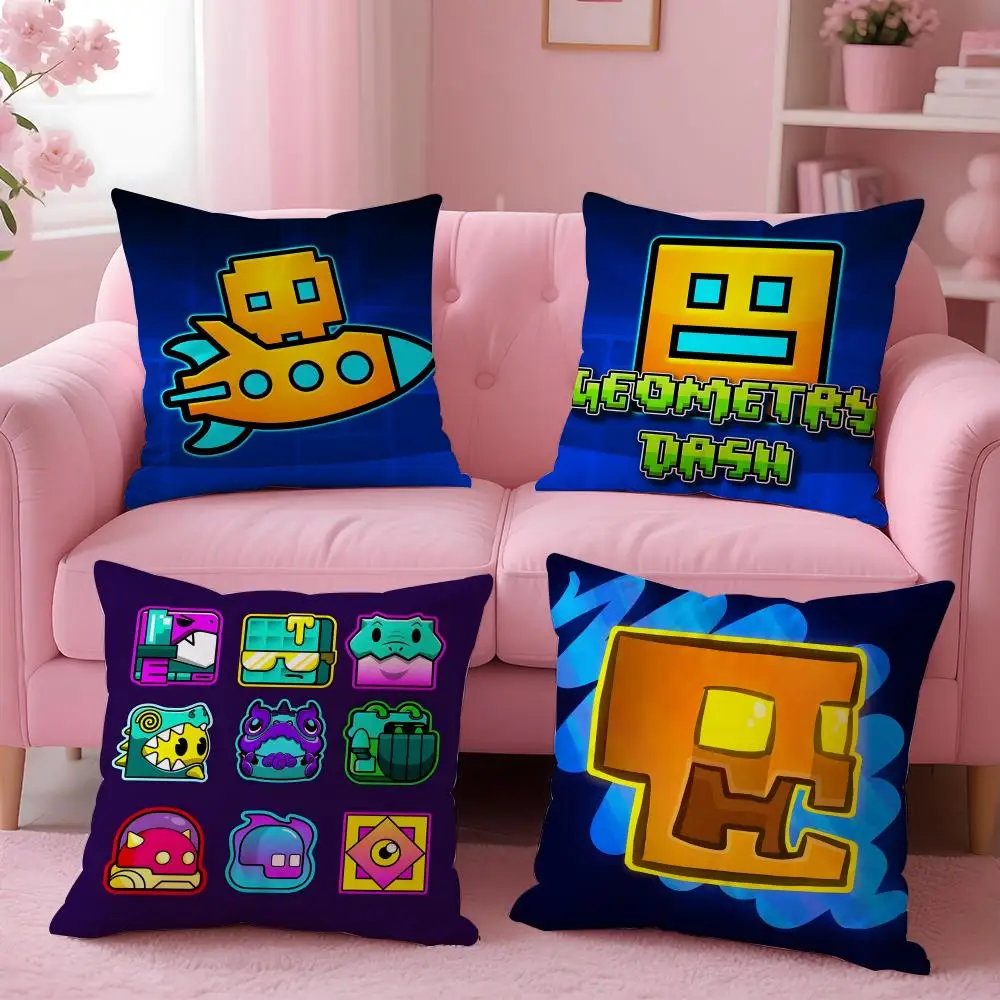 Game Cartoon G-Geometry Dash Game Cushion Cover Cushion Cover Set 4Pcs 50x50 45x45 40x40 Pillowcase Decorative Sofa Home Decor