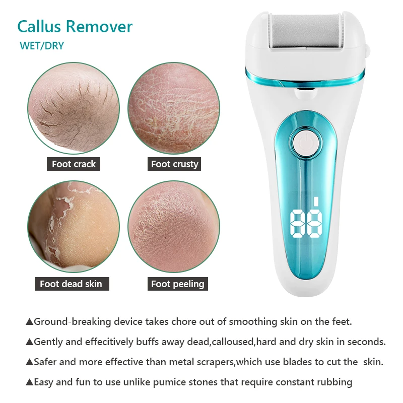 Electric Foot File Grinder Dead Dry Skin Callus Remover Rechargeable Feet Pedicure Tool Foot Care Tools for Hard Cracked Clean